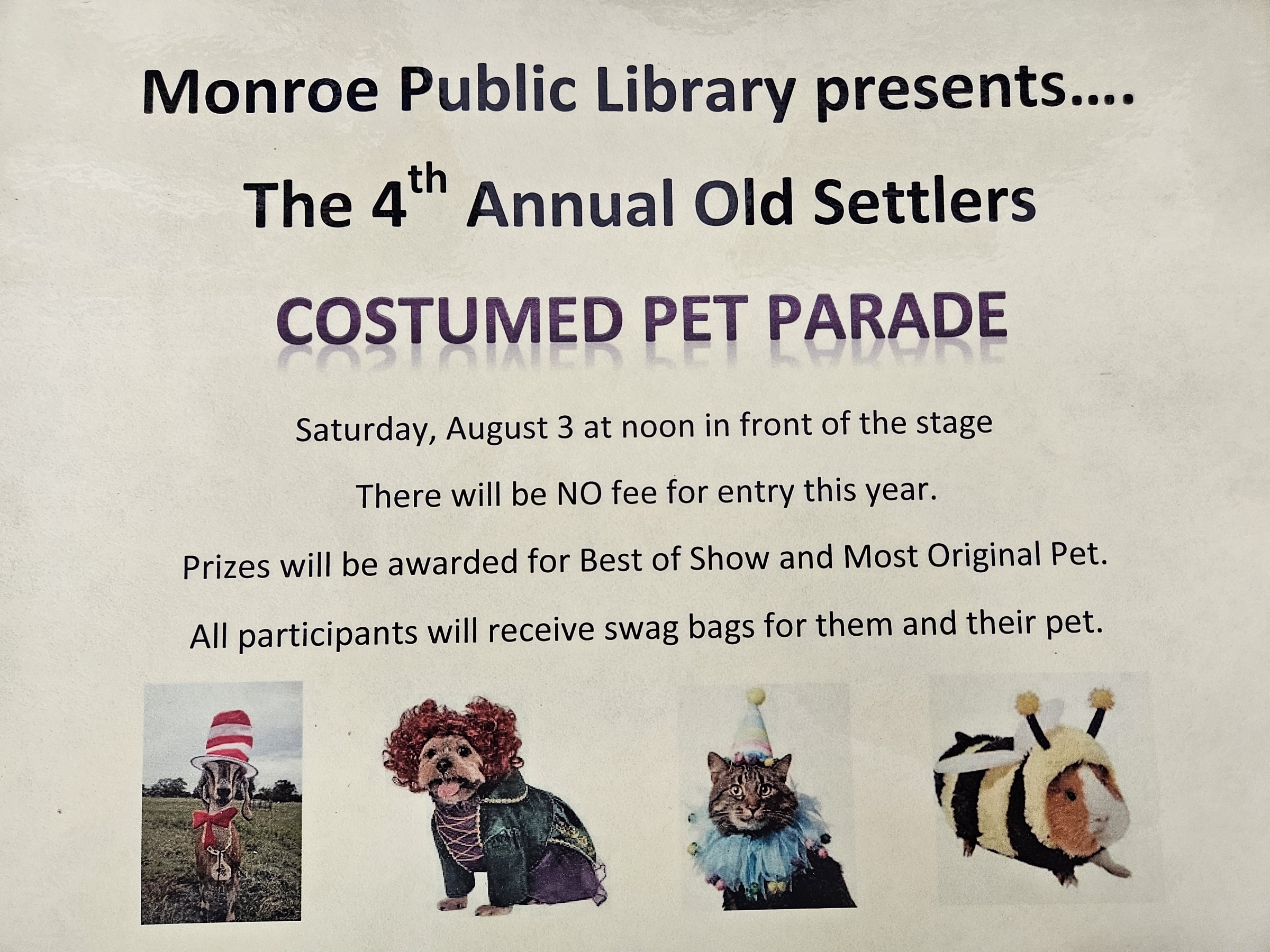 MONROE OLD SETTLERS August 2 and 3 Join us on the town square!  